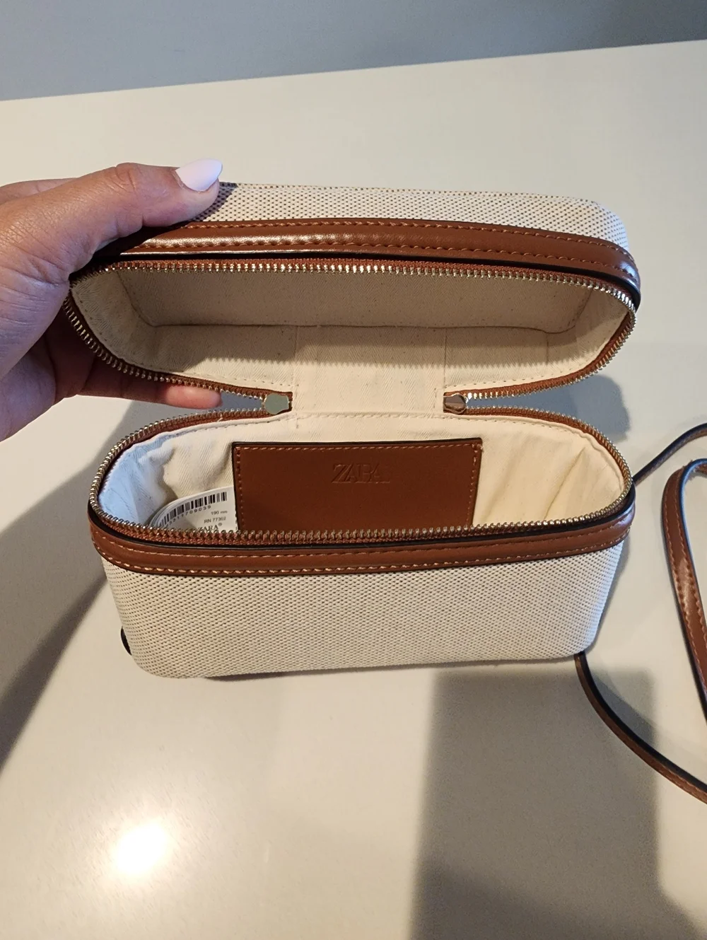 Zara Cream And Tan Box Bag Crossbody - Picture 8 of 12